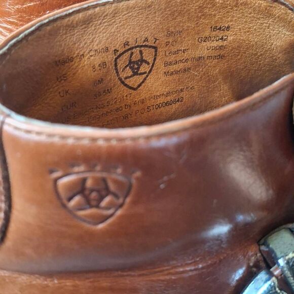 Rich Brown Leather Ariat Ankle Boots – Men’s 8.5, Excellent Condition - Picture 5 of 9